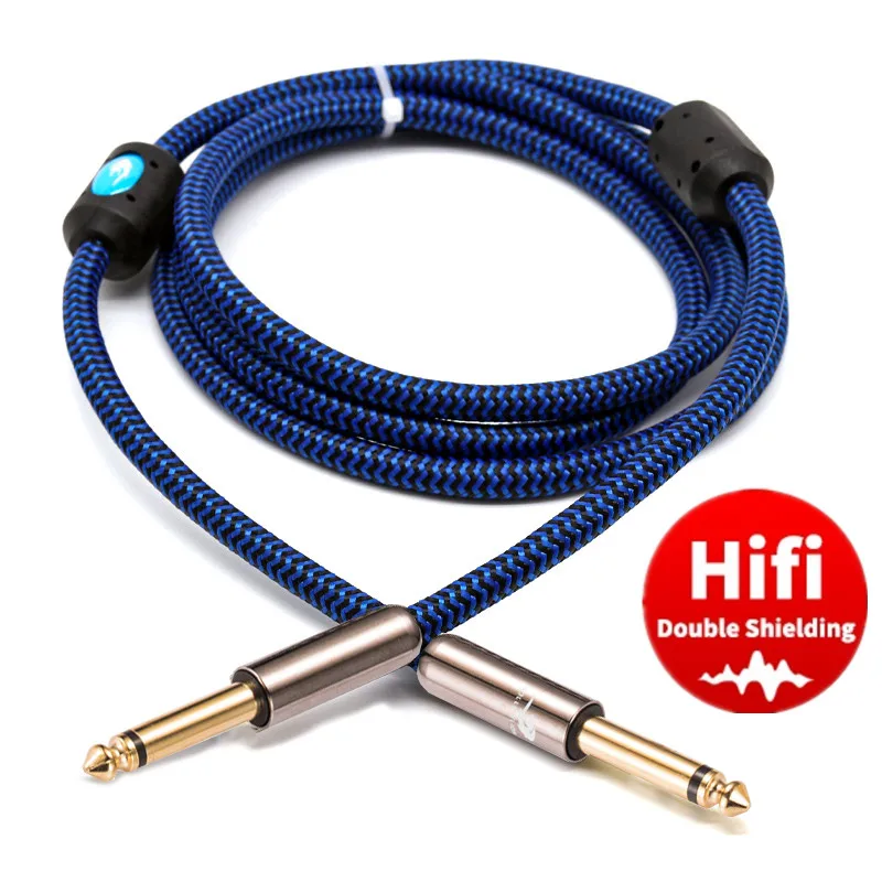 Hifi Audio Cable 1/4 Inch TS Mono 6.35mm Jack Male to Male for Amp Mixer Guitar Keyboards Instrument 6.35 Unbalanced Cords