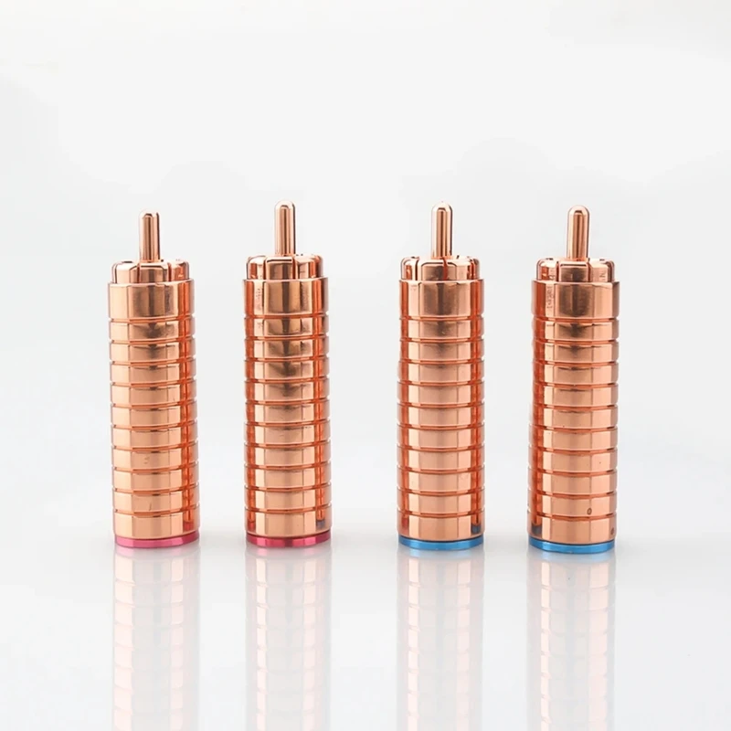Super Sale 4/Pcs for Red Copper Plated for RCA Interconnect Plug Audio Cable