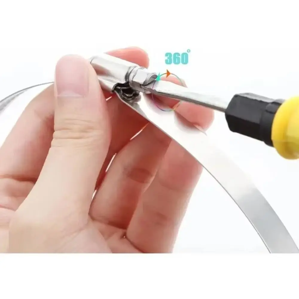0.5/1m Durable Stainless Steel Hose Clamp Strap Adjustable Flexible Duct Clamp Zip Ties for Pipeline Fixation