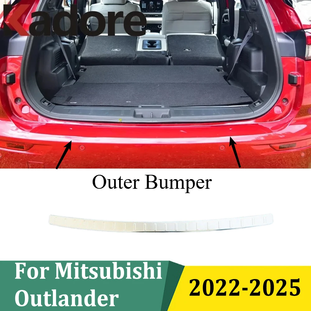 

For Mitsubishi Outlander 2022-2024 2025 Stainless Steel Rear Outer Bumper Protector Trim Door Sill Scuff Cover Plate Accessores