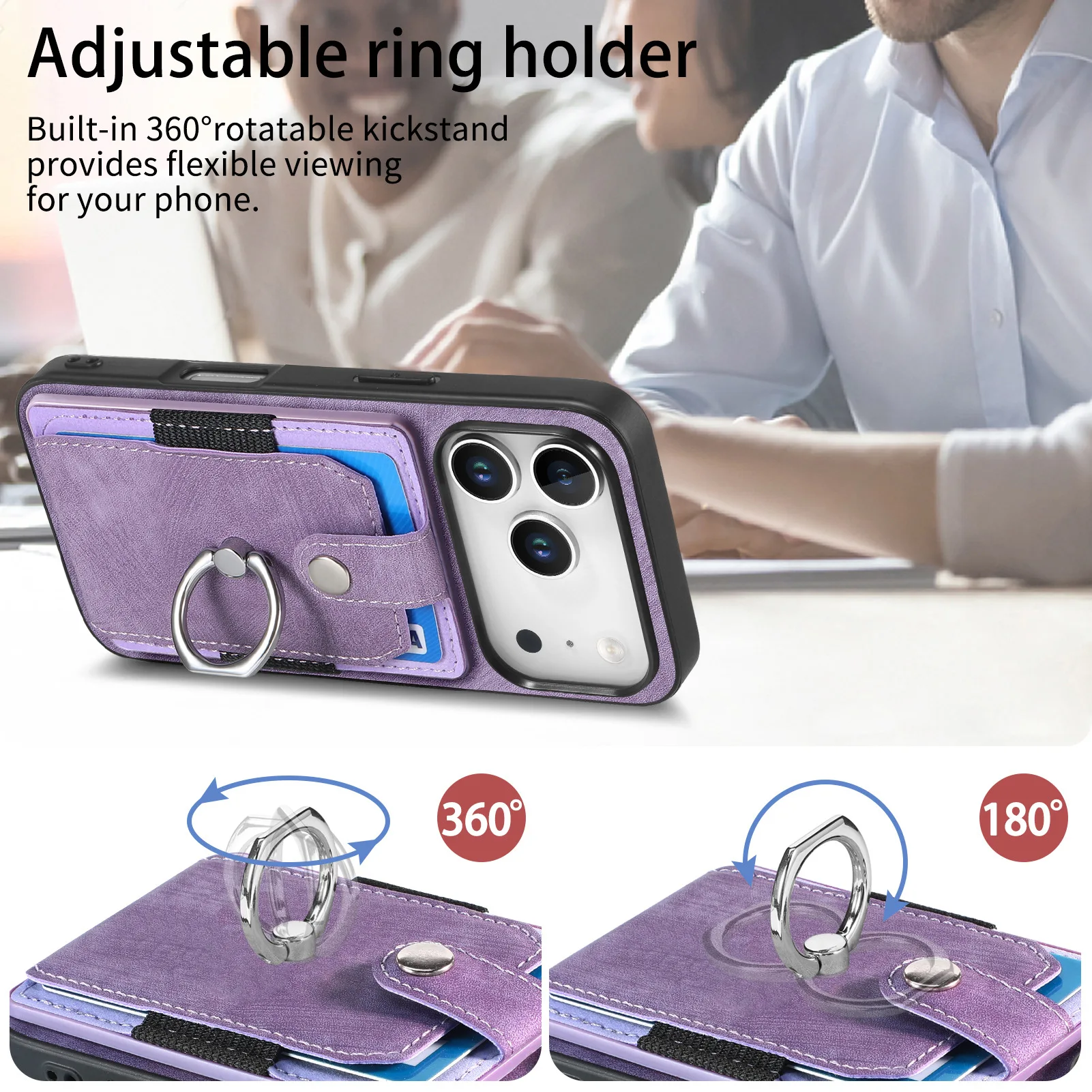 Casing Kartu Magnetik Mobil Cincin Logam Retro Warna Polos untuk Samsung S22 23 24 PLUS S25 Ultra A04 05 A14 15 16 A24 A55 56 A35 Kulit