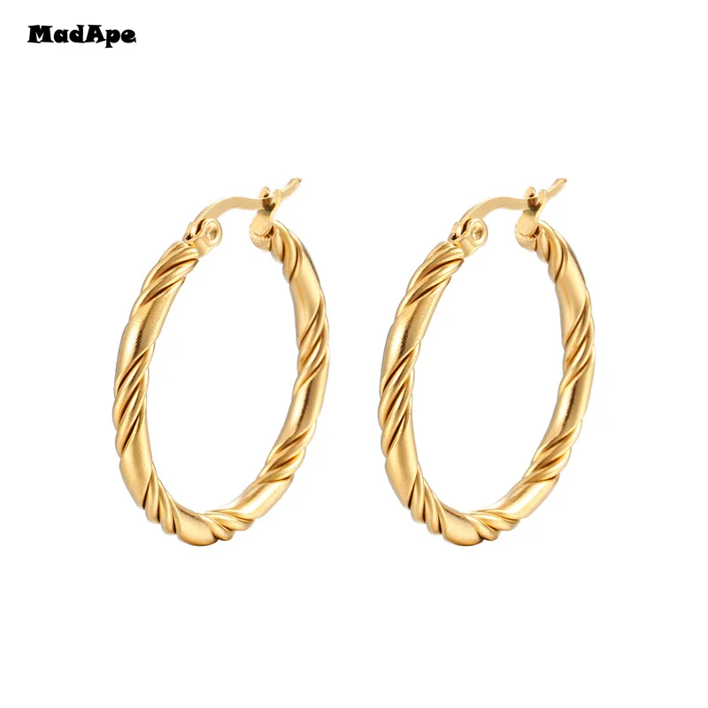 Fashion Exaggerated Gold Color Metal Earrings for Women Geometric Twisted Vintage Hoop Earrigns Jewelry Gifts