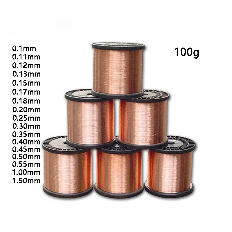 

Copper Wire Magnet Wire Enameled Copper Winding Wire Coil Copper 100g 0.10mm 0.25mm 0.51mm 1.0mm 1.5mm