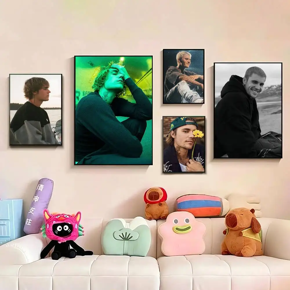 

J-Justin-S Singer B-Bieber-R Poster Picture Canvas Painting Wall Art Home Decoration Print For Living Room Decor