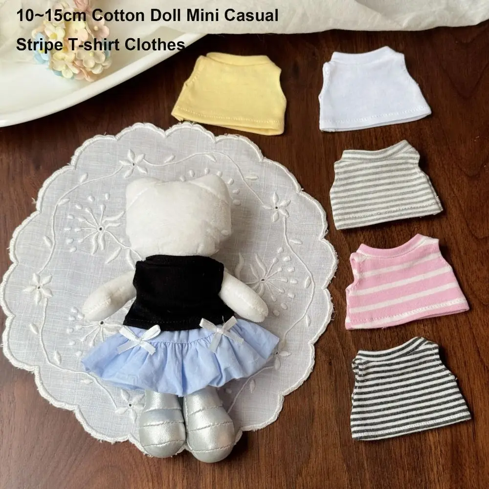 

Mini Doll Stripe T-shirt Clothes Casual Multi-Styles Cotton Stuffed Dolls Toys for 10~15cm Cotton Doll for 17cm Dolls