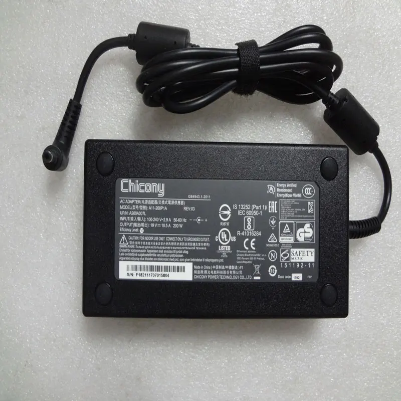 NEW OEM Chicony 19V 10.5A 200W A11-200P1A 5.5mm For Clevo P670RP6-G/Sager NP8172,P650HP6 laptop AC Adapter Original