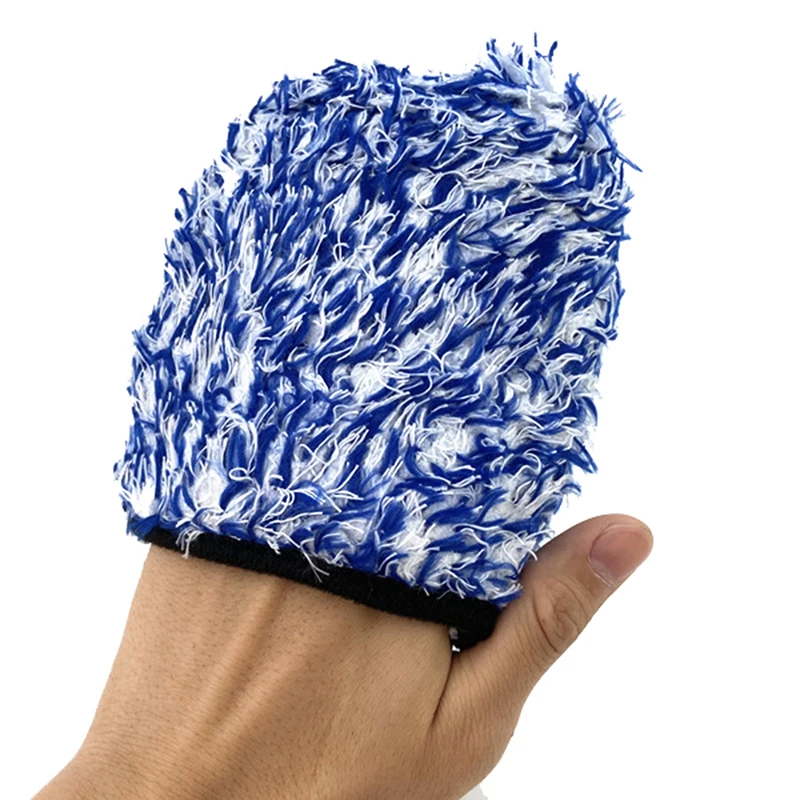 1PC Car Wash Gloves Two-sided Microfiber Wheel Detailer Wash Glove Super Soft Long Hair Car Detailing Pocket Mitt