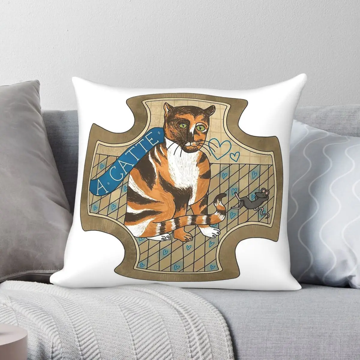 Mary Queen Of Scots A Catte Square Pillowcase Polyester Linen Velvet Creative Zip Decor Throw Pillow Case Car Cushion Cover