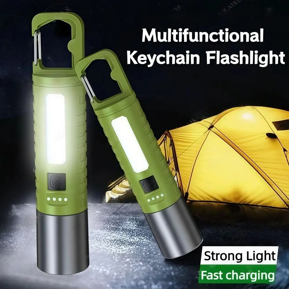 

Мощный светодиодный фонарик-карабин, перезаряжаемый через USB, сильный свет, рабочий свет с боковыми огнями, водонепроницаемые фонари для кемпинга, уличные