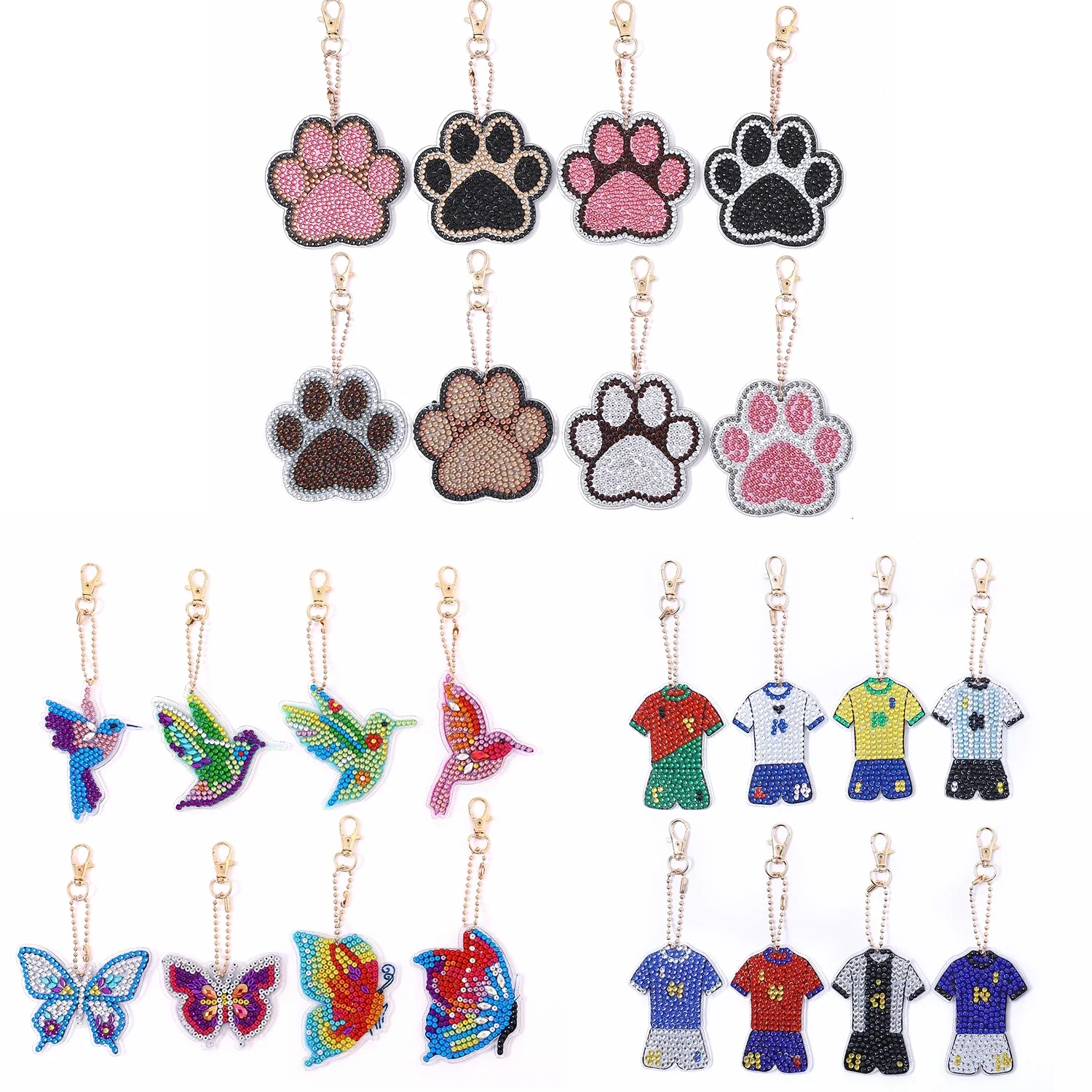 8 Teile/satz DIY Schmetterling Diamant Malerei Schlüsselanhänger Kits Doppelseitige Kristall Strass