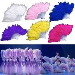Hand Fan Artificial Feather Hand-craft Chinese Style Classical Performance Decoration Elegant Chinese Dance Party Folding Fan