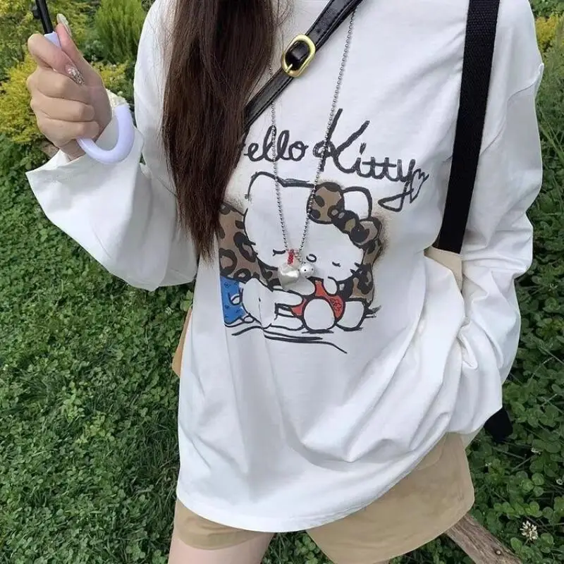 

Cartoon Long Sleeve Hello Kittys Cute T Shirt Versatile Sweet Casual Comfortable Simple Loose Print Hot Selling Fashion Creative