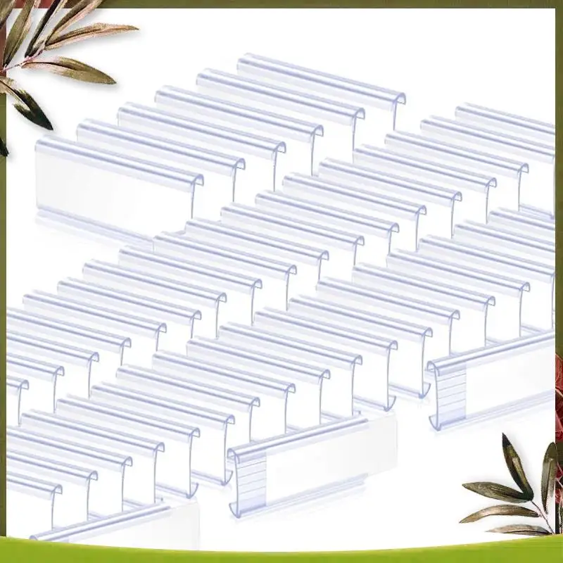 New-200 Pieces Wire Shelf Label Holders Set Plastic Label Shelf Clips With 200Pcs White Card Set Kit (2.95Inch X1.18 Inch)