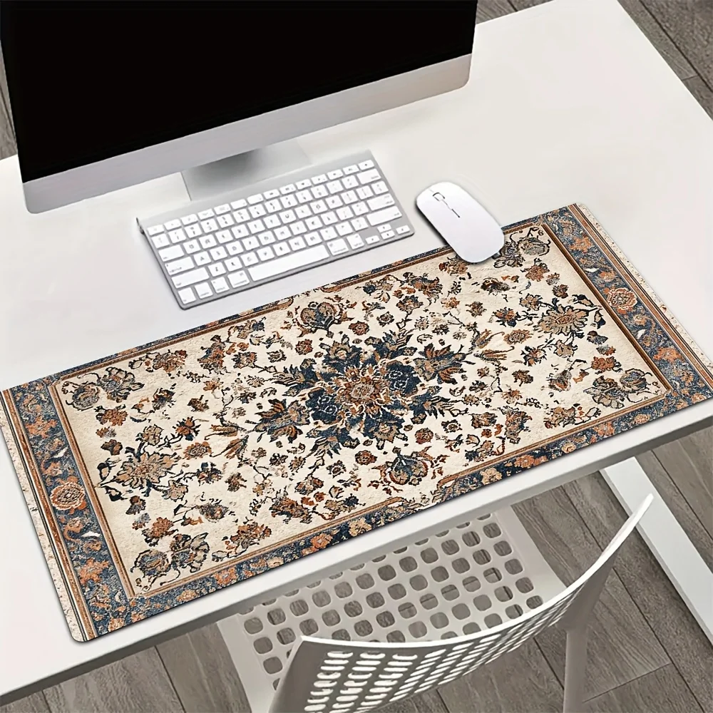 

Large classic Oriental style carpet mouse pad with anti-slip rubber base, durable office home desktop pad with floral pattern