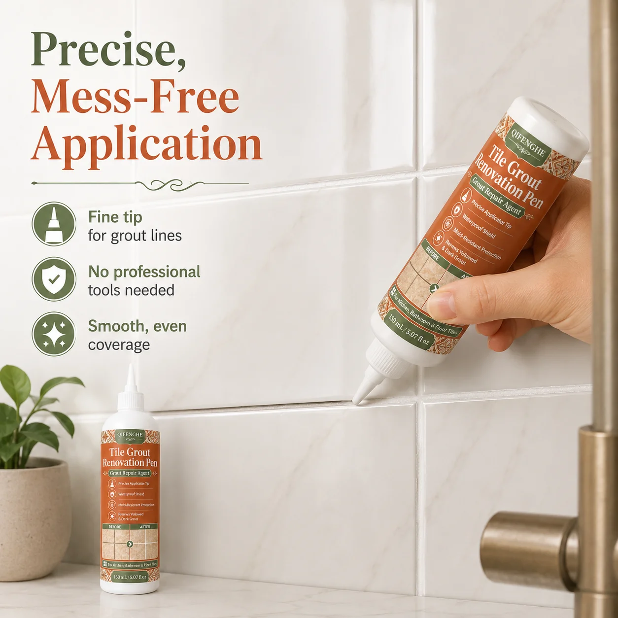 Tile Grout Repair Agent 150ml, Waterproof Gap Filler Sealer for Crack Void, Mildew Resistant Grout Marker for Porcelain Mosaic