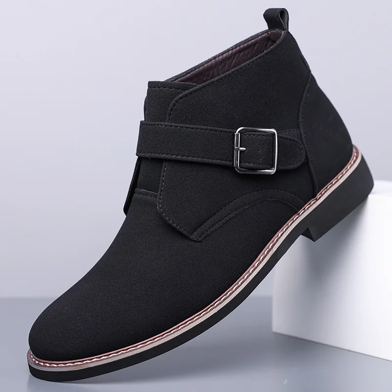 2026New Men High-top Boots High Quality Suede Cowhide Casual Boots Classic Business Dress Boots Men's Ankle Boot Botas Masculino