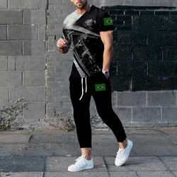 2023 Sommer Brasilien Männer Sporta nzug Mode Kurzarmhose 2-teiliger Jogging Street Anzug übergroße T-Shirt Freizeit Sporta nzug