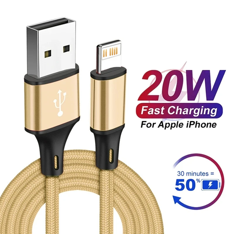 3m Ultra Long Fast Charging USB Cable for iPhone 14 8 7 Plus 13 12 11 Pro Max XS XR X 3A 20W USB Charger Data Cable Braided Wire