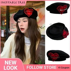 Y2K Winter Berets for Women Tide Luxury Brand Casual Cap Retro Punk Pin Beret Hat Female Japanese Celebrity Wild Painter Gorras