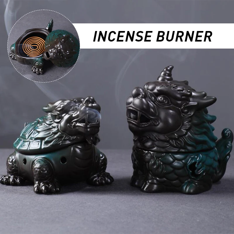 Antique Ceramic Kirin Plate Incense Stove Sandalwood Home Indoor Tea Table Incense Tea Ceremony Zen Crafts Decor Incense Burner