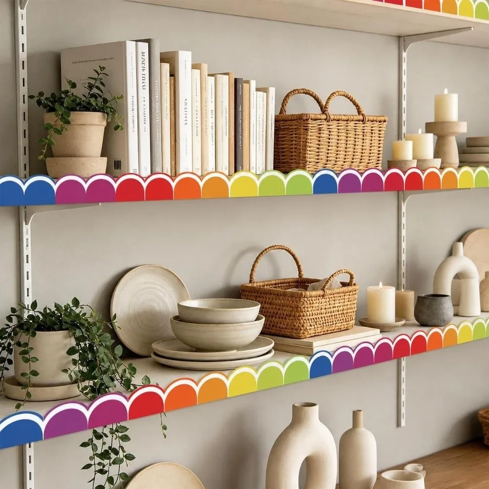 Multicolor Blackboard Border Stickers 10 Meter Self-Adhesive Bulletin Board Trim Decals Clean Printing Bulletin Border Stickers