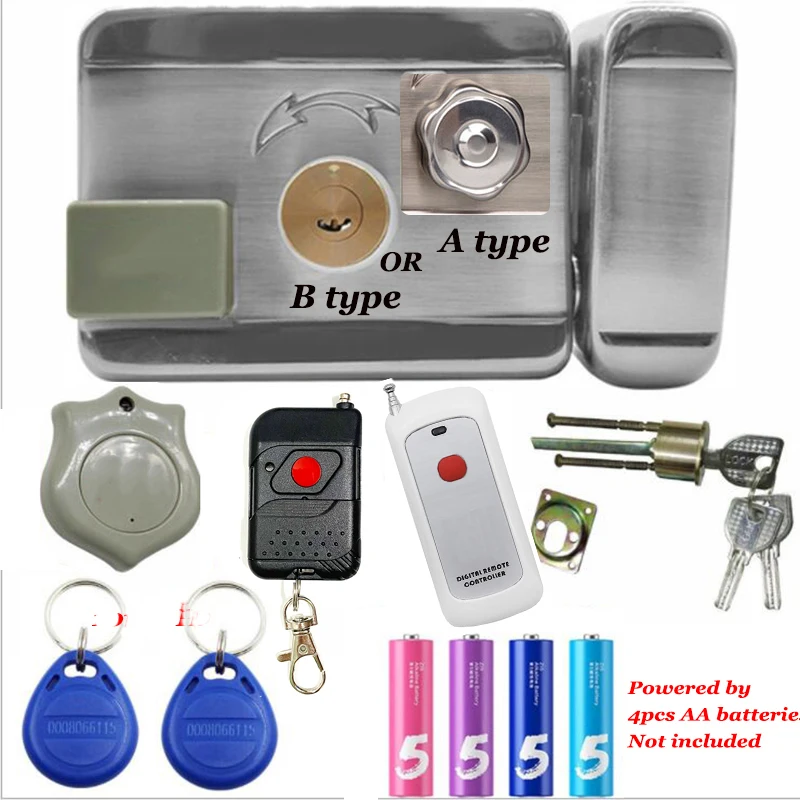 AA Battery Driven Wireless Remote Controler Lock  Electronic Invisible Lock Electric RFID Lock 125Khz Key Entry Door Lock Gate