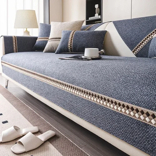 코튼 린넨 내구성 소파 커버, 사계절 범용 소파 패드, 단색 소파 매트, 거실용 미끄럼 방지 소파 쿠션 