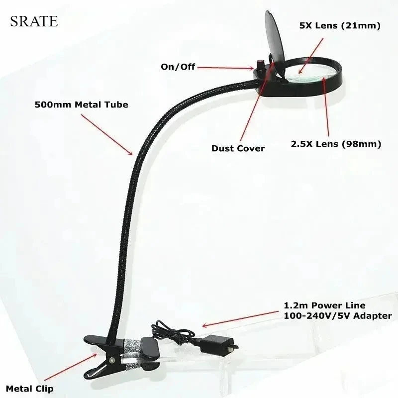 

100-240 В 3X 10X настольная лупа, ручная пайка, увеличительные очки со светодиодной подсветкой, зажим для пайки, инструменты, лупа для экрана телефона