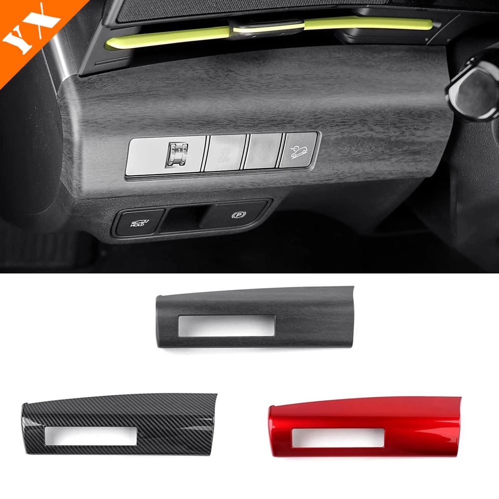 

For Hyundai kona SX2 2024 2025 accessories Red Carbon Car Headlight Switch Button Panel, Headlight Control Frame