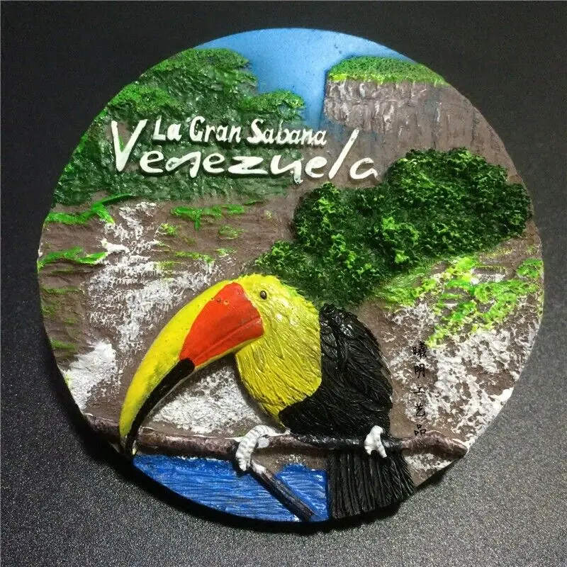 Hand-painted Fridge Magnet Venezuelan Tourism Souvenir Big Billed Bird Resin Refrigerator Sticker for Home Decor