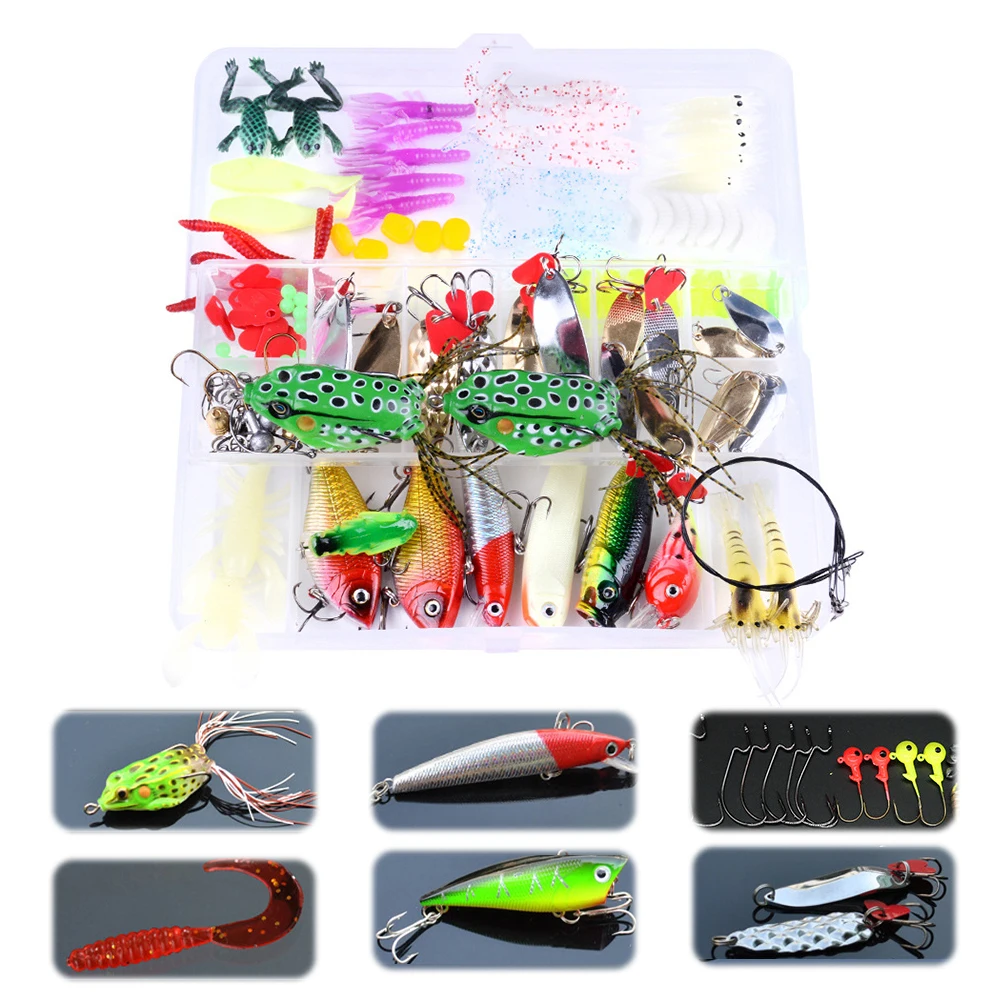 

Fishing Lure Kit Minnow Metal Hooks with Box Fishing Lure Set Artificial Soft Baits Set Lure Bait Set Fishing Gear Accessories