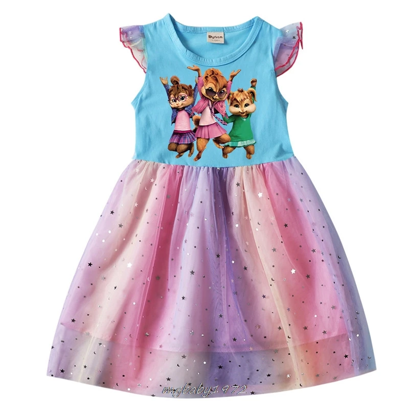 Girls Alvin and the Chipmunks Dress Kids Halloween Gown Cosplay Clothing Children Birthday Party Fantasy Princess Dresses Girl