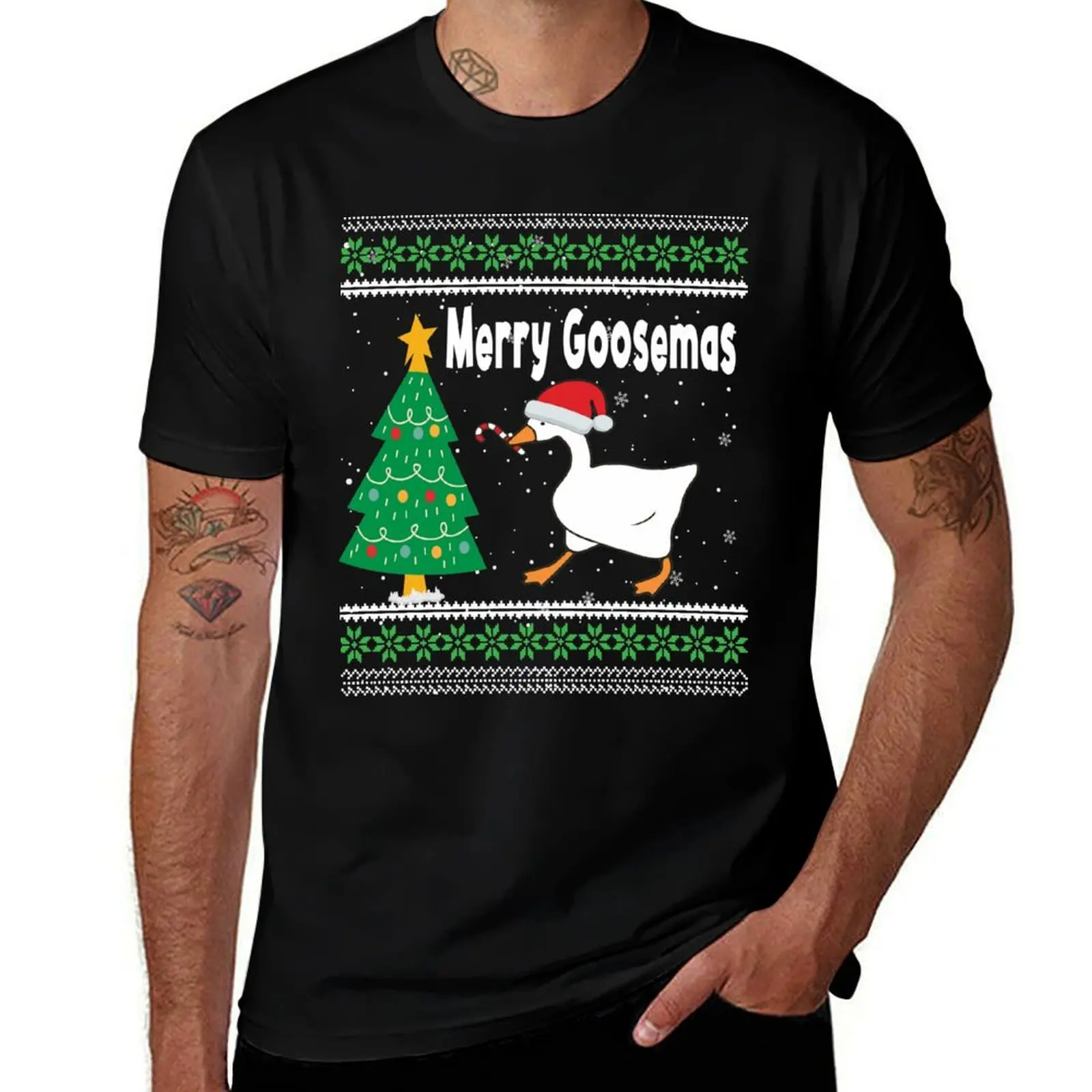 Merry Goosemas Ugly Christmas T-Shirt UV Protection Outdoor Tee Shirt T-Shirt