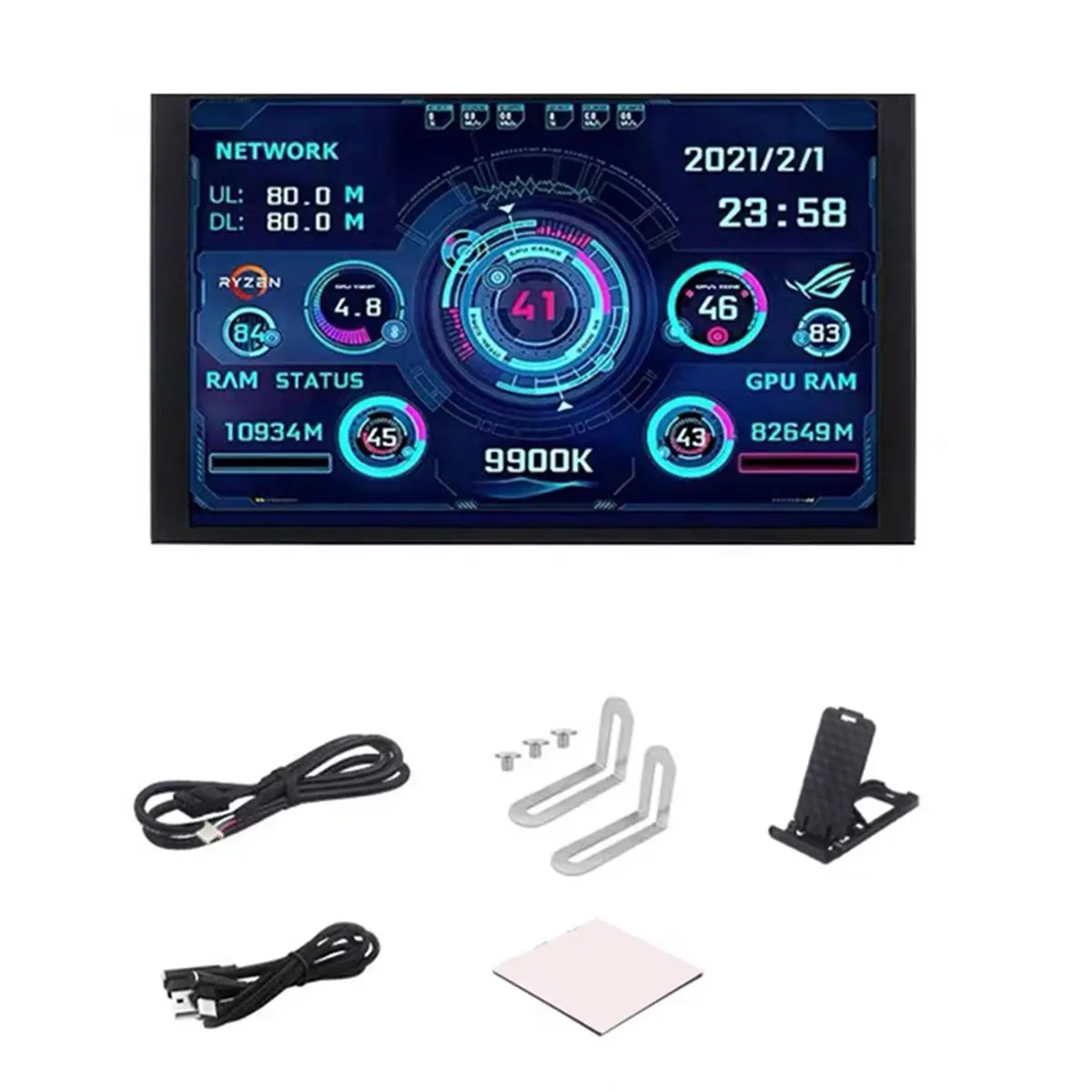 A26Z Turing 5.2Inch IPS Type-C Secondary Monitor Smart Display Case for CPU GPU RAM Monitoring with USB Interface Black