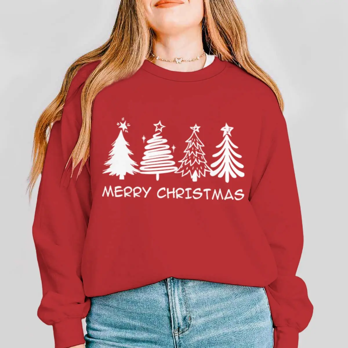 Frohe Weihnachten Sweatshirt Weihnachtsbaum Grafik Langarm Rundhalsausschnitt Damen Weihnachten Sweatshirts Urlaub Pullover Tops