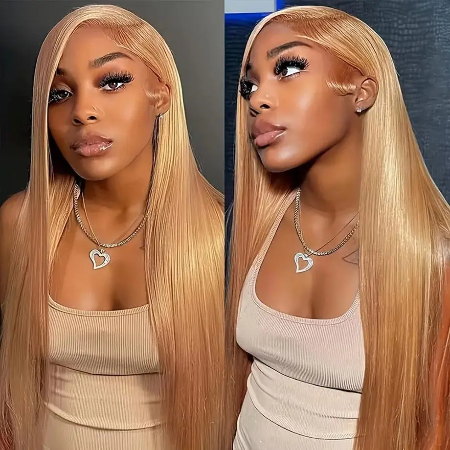 

Rosslyn 27 Honey Blonde Human Hair Wig Straight 36 Inch Wigs Human Hair Hd Frontal 13x6 Brazilian Hair Wigs Bleached Knoted