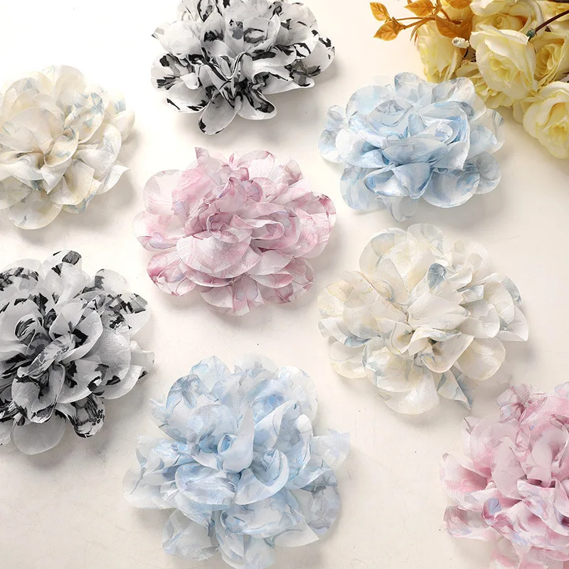 1pcs Bright Girl Light Spring Series Two-color Veil Rose Chamrs DIY Grab Clip Headgear Corsage Clothing Flower Accessories