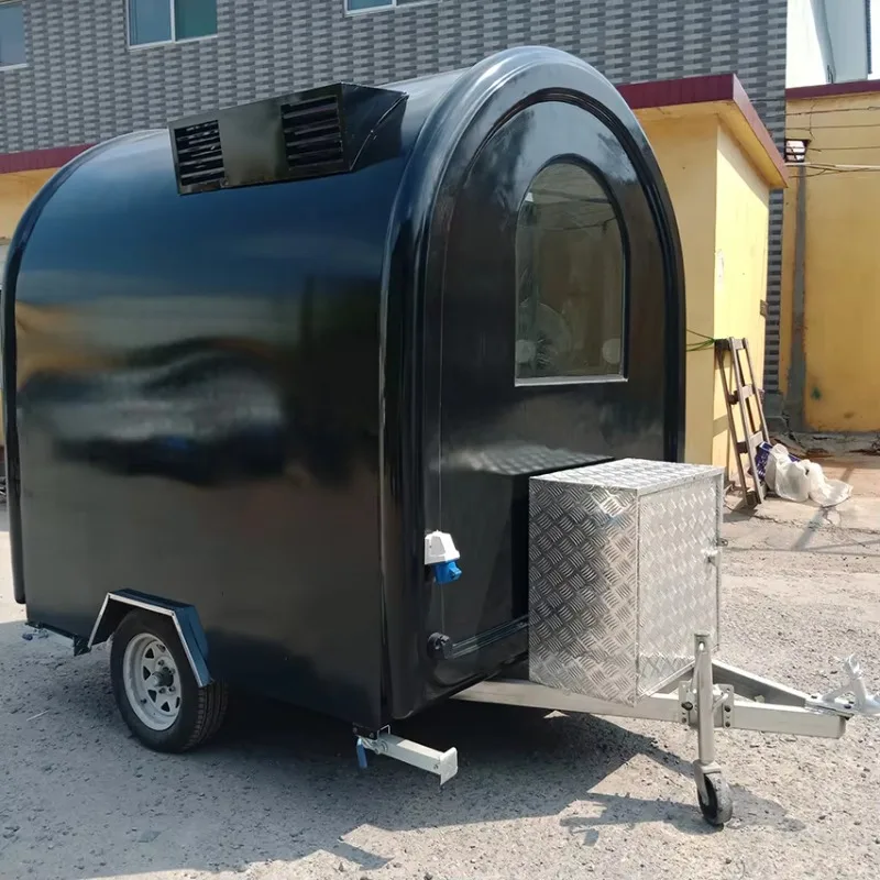 Customized Mobile Black Food Trailer Trucks Round Container Food Cart Food Trailer Popular In USA