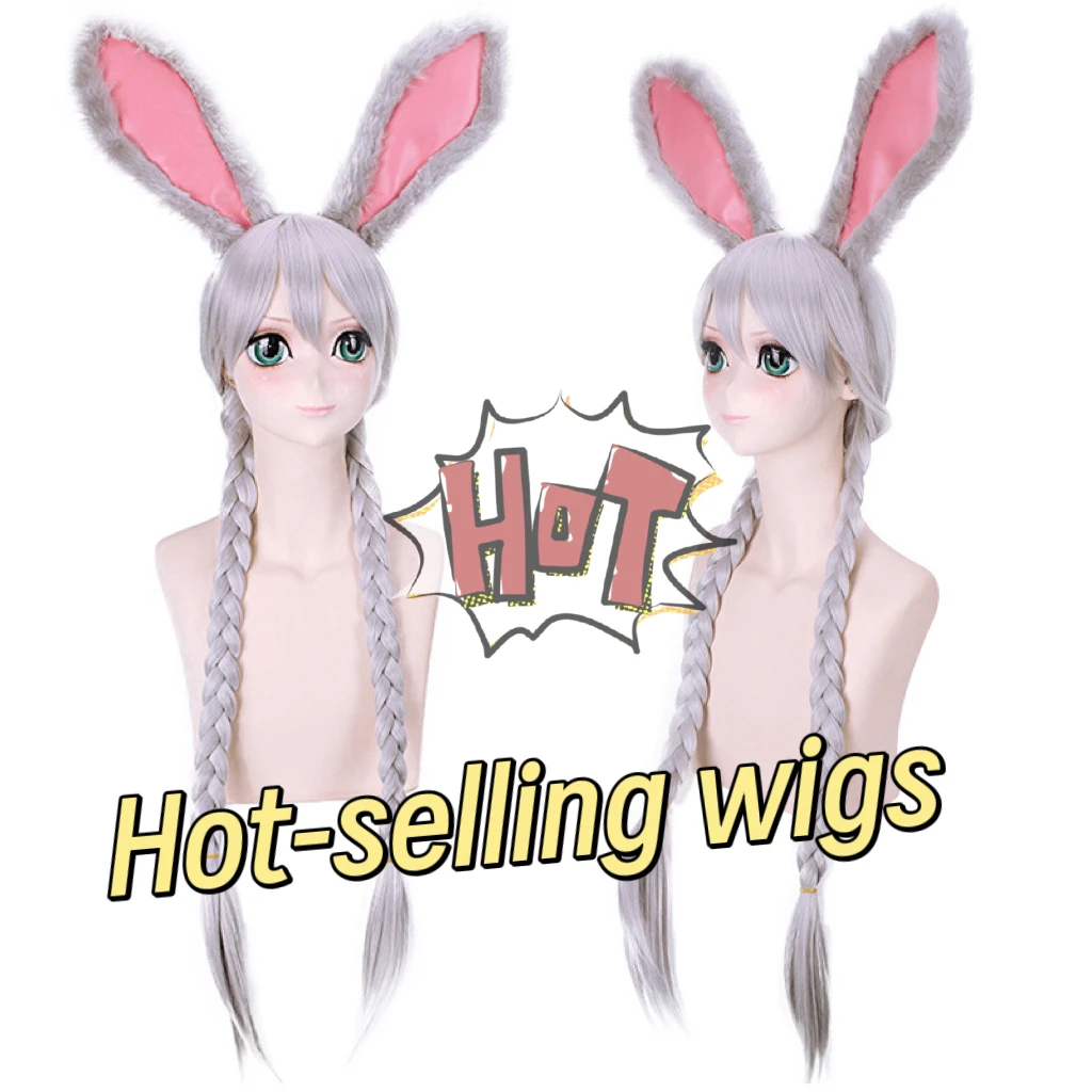 Hot-selling silver-white wig, breathable head-wearing wig suitable for themed parties and gatherings