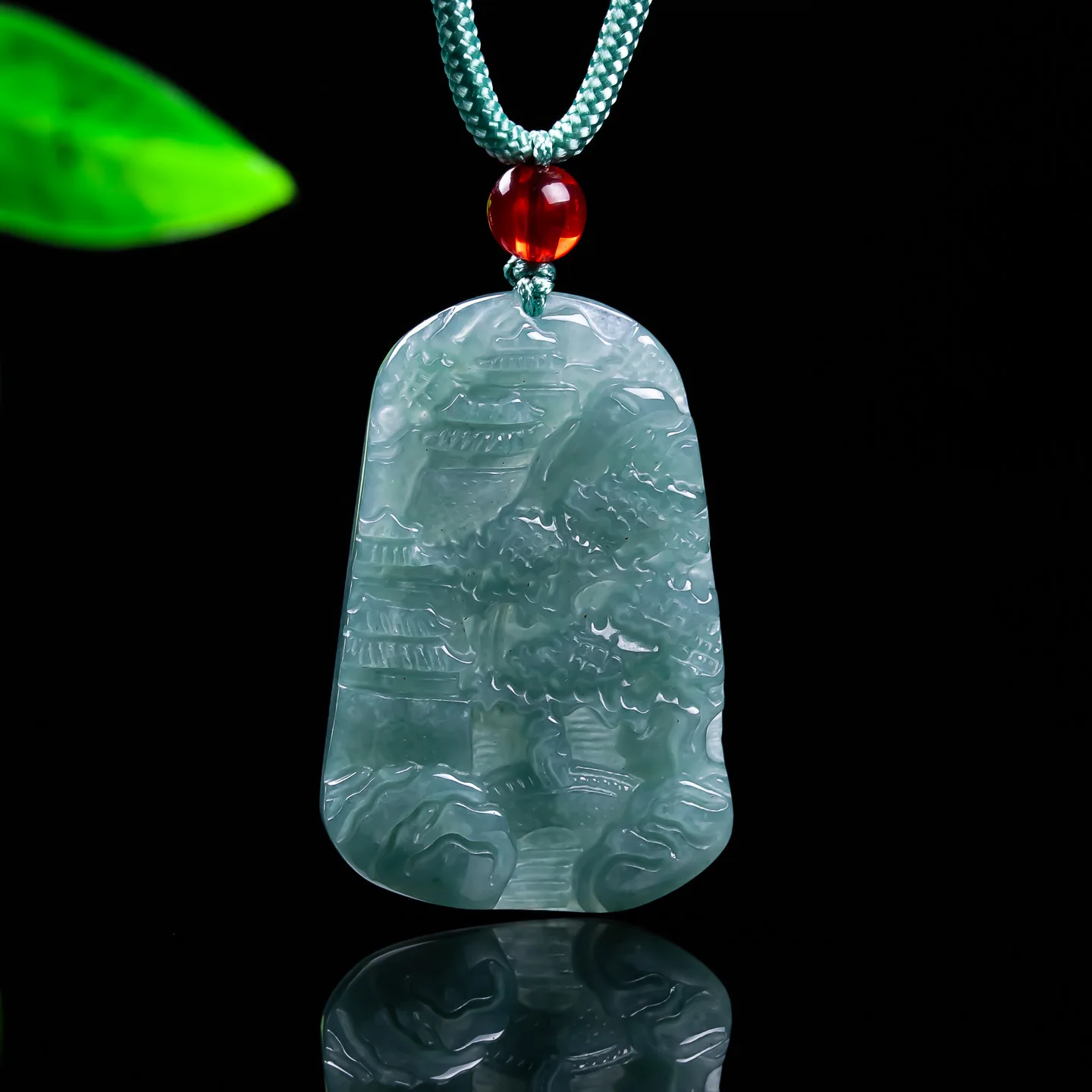 

Myanmar Jadeite Landscape Pendant Fashion Real Jade Charm Luxury Talismans Necklace Natural Jewelry Vintage Gifts for Women
