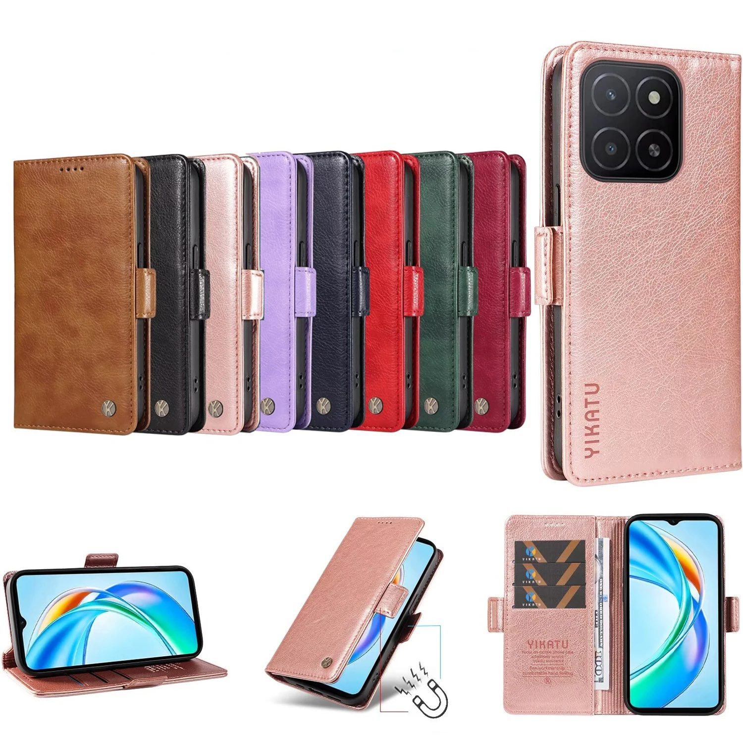 

Wallet Card Slot Stand Flip Phone Magnetic Leather Case For Huawei Honor 50 5G 20 20s Pro 10 9 8 Lite 8s 8A 7s 7A mini Cover