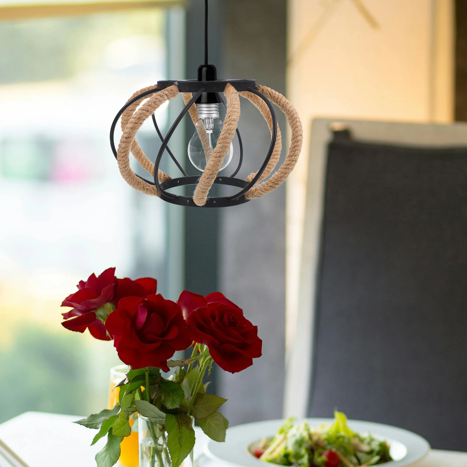 

Абажур из пеньковой веревки, деревенский промышленный железный дизайн, винтажный потолочный настенный бра в стиле бохо, светильник для ресторана, кафе, кабинета