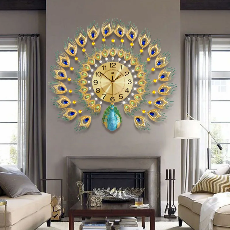 

Creative Mural Wall Clocks Modern Design Peacock Big Unusual Wall Clocks Kitchen New Design Reloj Pared Home Decoration HY50WC