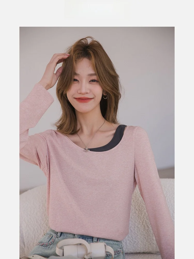 

Asymmetrical Shoulder Pure Desire Style Women's T-Shirt Set Spring 2026 New Arrival Two-Piece Casual Fashion Set for Adults
