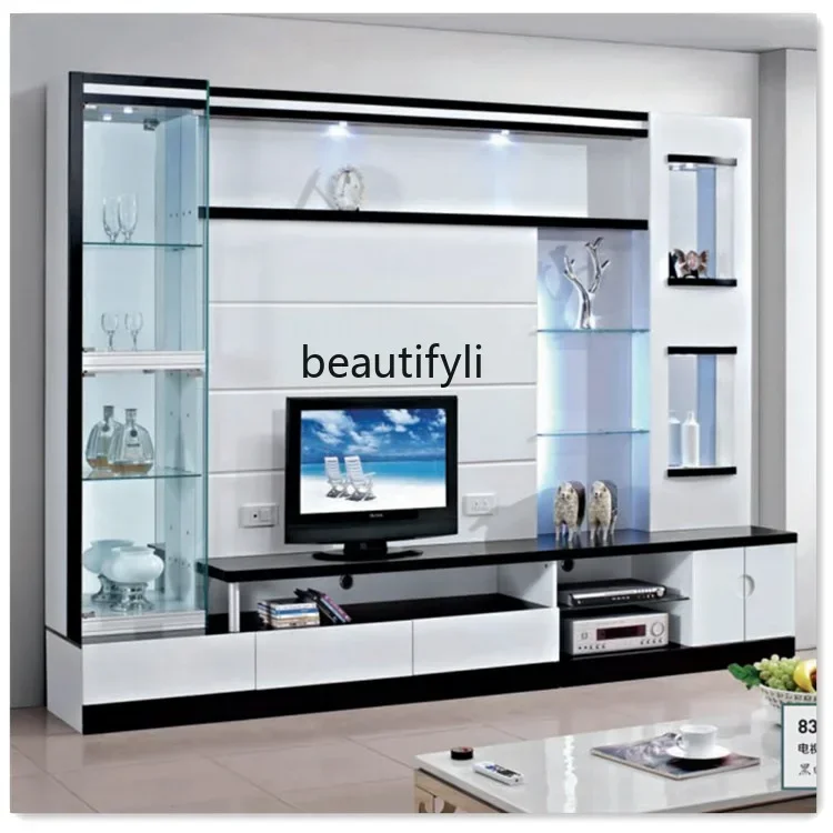 

YH55 Integrated cabinet living room combination multi-functional glass cabinet door storage, TV wall cabinet