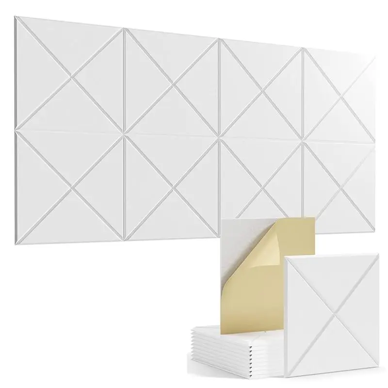 A75K 16PCS Self-Adhesive Acoustic Panels,Square Sound Proof Foam Panels,12x12x0.4In High Density Soundproof Wall Panels,White