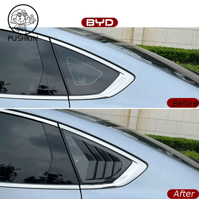 For BYD KING DMI BYD Chazor 2024 Car Styling Rear Side Window Decorative Stickers Body Rear Triangle Trim Cover Auto Accessories