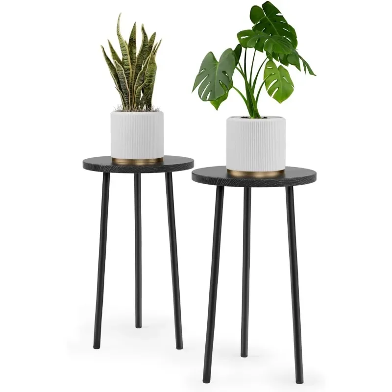 

Plant Stand Indoor 2 Pack: Corner Wood 20 Inch Plant Stand Mid Century Modern Decor - Small Round Plant Table for Indoor