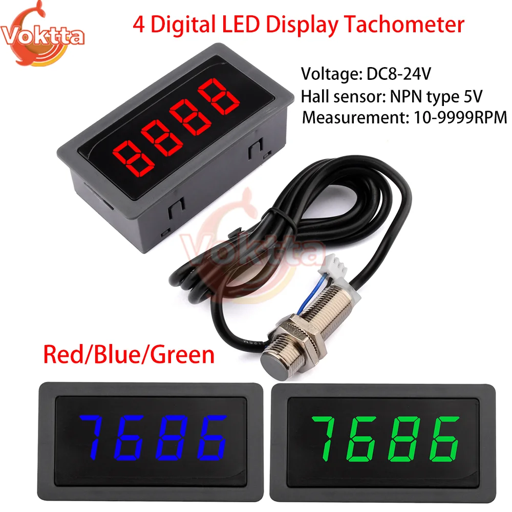 dc-8-24v-tacometro-de-alta-precisao-4-display-led-digital-tacometro-rpm-medidor-de-velocidade-com-sensor-hall-interruptor-npn
