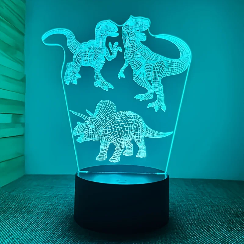 Creative 3D Dinosaur Night Light  USB Desk Lamp With Touch Button Light Up Your Room 3D Night Lamps Visual Illusion Decor Light